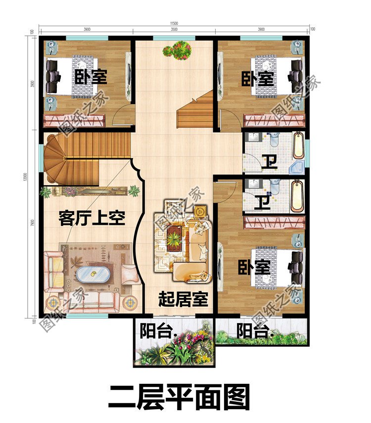 復(fù)式、旋轉(zhuǎn)樓梯三層別墅設(shè)計(jì)方案圖