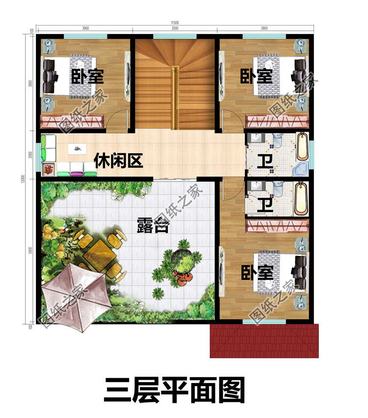 復(fù)式、旋轉(zhuǎn)樓梯三層別墅設(shè)計(jì)方案圖