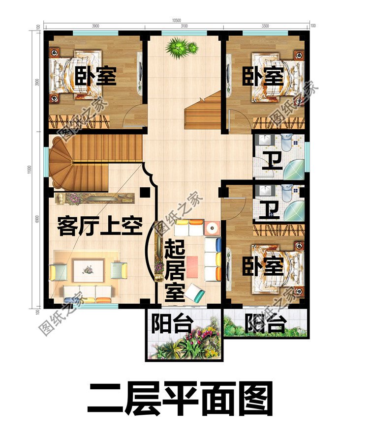 旋轉(zhuǎn)樓梯三層復(fù)式別墅房屋設(shè)計(jì)圖