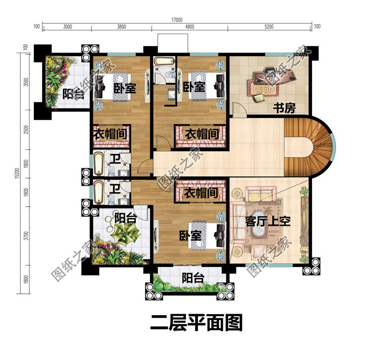 豪華農(nóng)村帶露臺(tái)三層樓房別墅設(shè)計(jì)圖紙