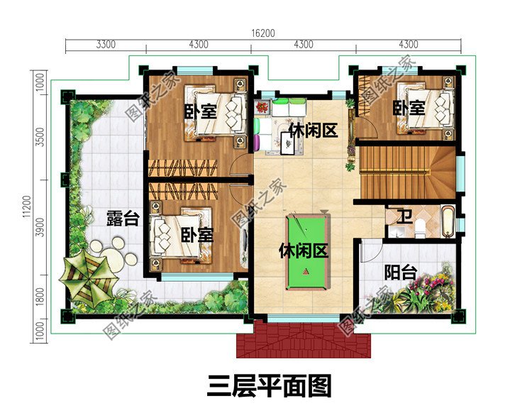 農(nóng)村4間3層樓房設(shè)計圖