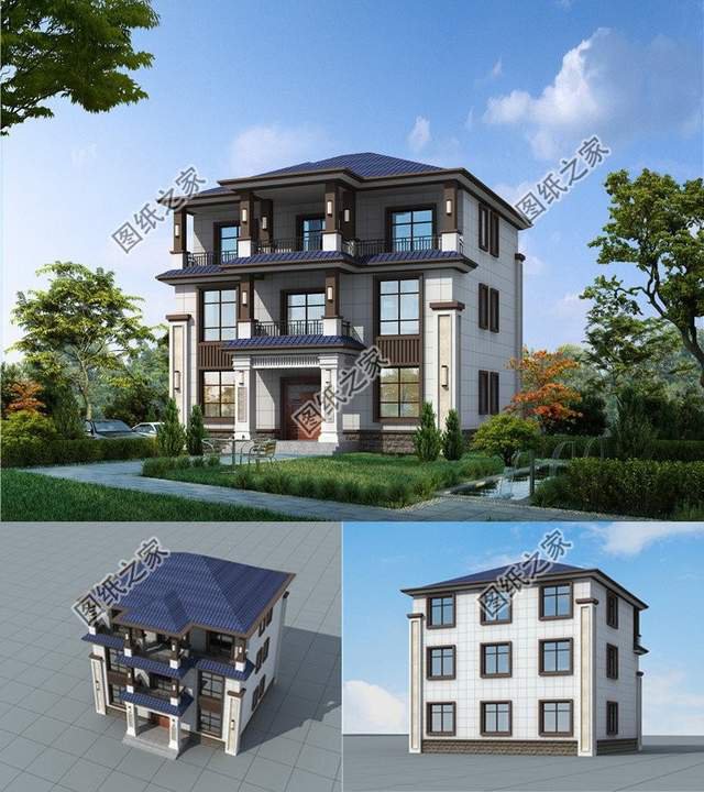 三層新中式別墅，氣勢(shì)平靜恢弘，深受有文化品位的家庭喜愛(ài)