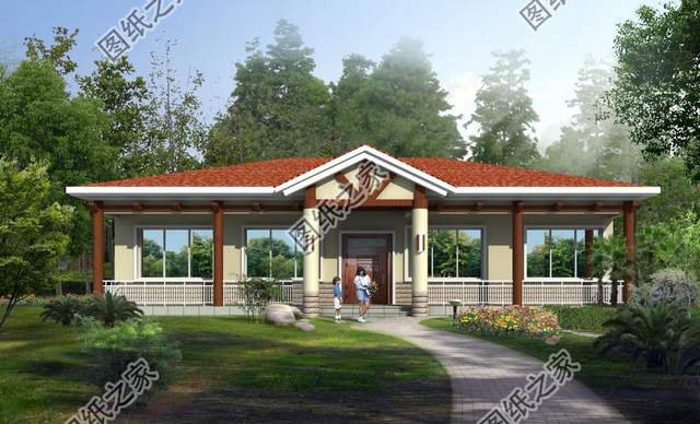 鄉(xiāng)村一層大平層，對稱設(shè)計，外觀充滿古典美怡然自得