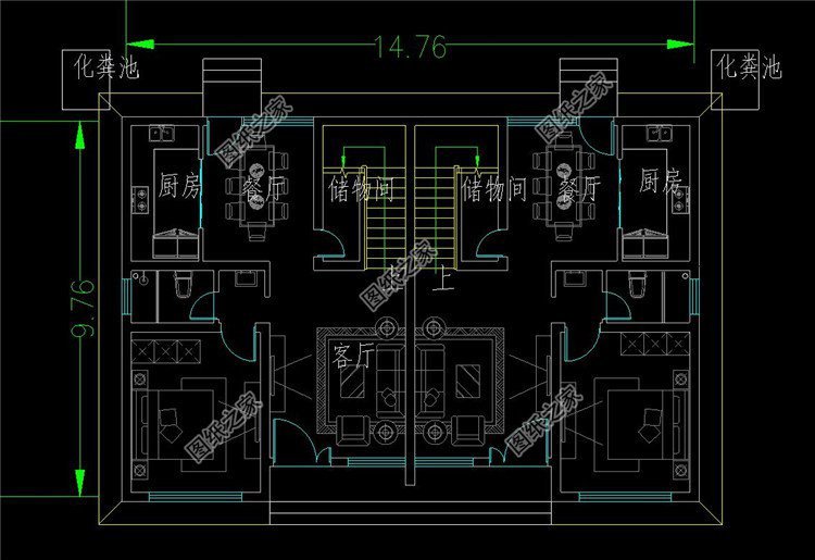 小型兩層雙拼別墅，單戶面積約80平，宅基地小也可以建雙拼