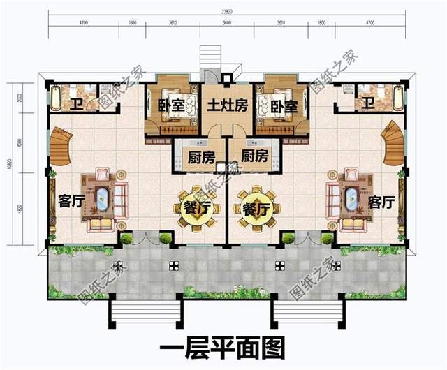 兄弟三層雙拼別墅，快叫上自家兄弟一起蓋別墅吧