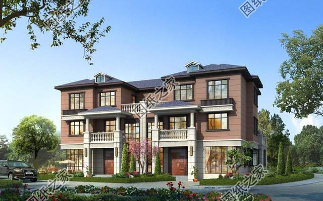 兄弟三層雙拼別墅，快叫上自家兄弟一起蓋別墅吧