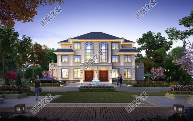 兄弟三層雙拼別墅，快叫上自家兄弟一起蓋別墅吧