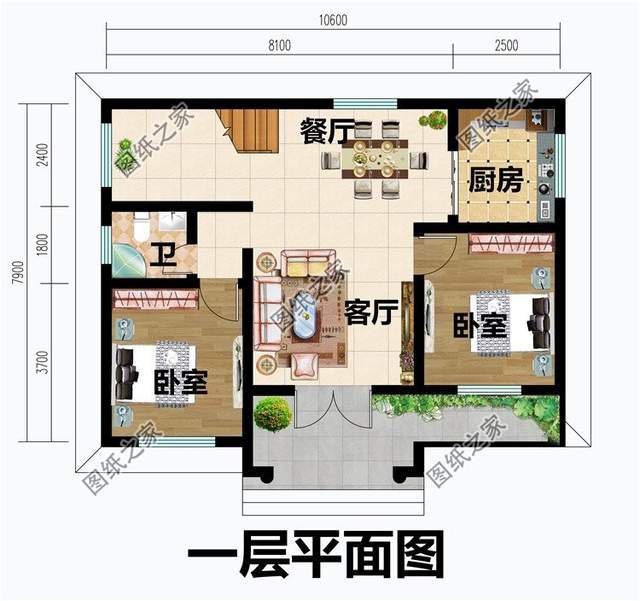 一層帶平屋頂自建別墅，第一眼還行住進(jìn)去就愛了