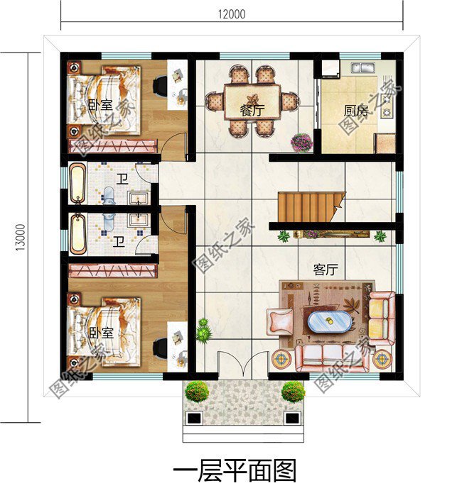 二層三開間鄉(xiāng)村別墅，生活全方位，舒適零距離