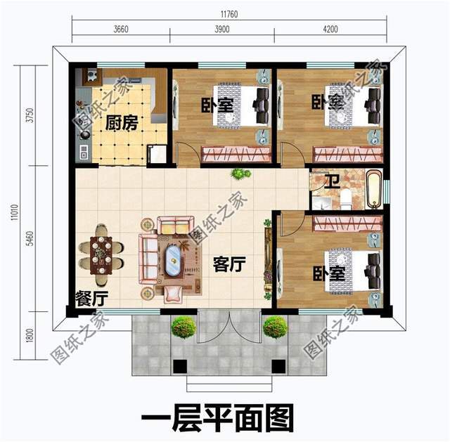 鄉(xiāng)村大平層自建房設(shè)計(jì)圖，家人閑坐，燈火可親