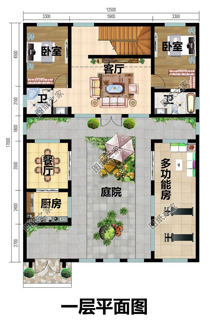 一層半帶小庭院設(shè)計圖，平價，實(shí)用，小幸福從小庭院開始