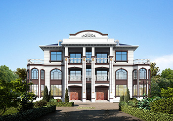 帶電梯的農(nóng)村歐式雙拼三層豪宅別墅設計圖，樓梯電梯共用