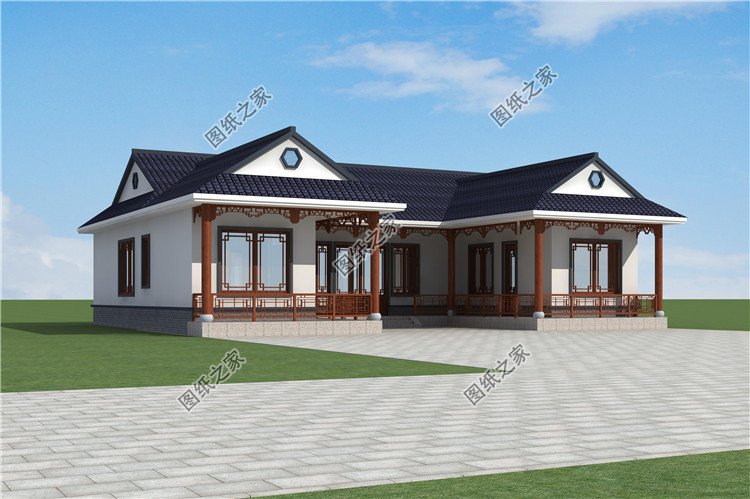 農(nóng)村一層中式別墅戶型圖