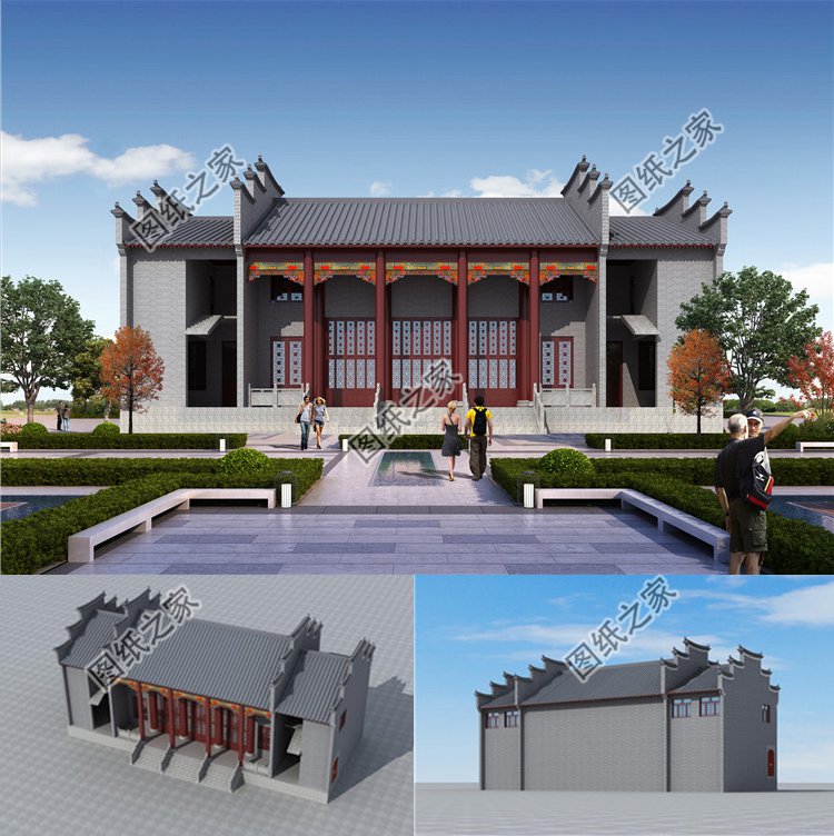 經(jīng)典古樸中式祠堂效果圖