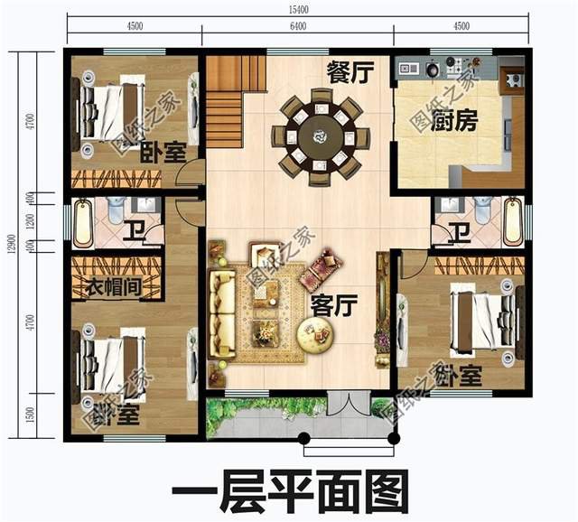 一層帶閣樓設(shè)計(jì)圖，精致洋氣，可以人手一座的好房型