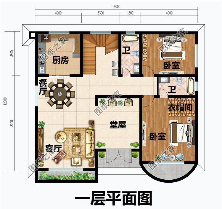 二層自建房，帶堂屋設(shè)計(jì)圖紙，隨意布置布局，體驗(yàn)舒適生活