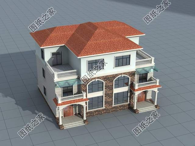 兄弟二層雙拼別墅設(shè)計(jì)圖，大家似園圃，花團(tuán)錦簇