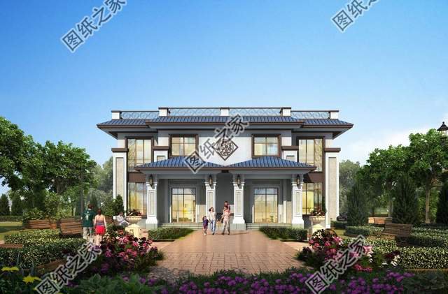 二層雙拼自建房設(shè)計(jì)圖紙，溫馨家園，靜謐舒適