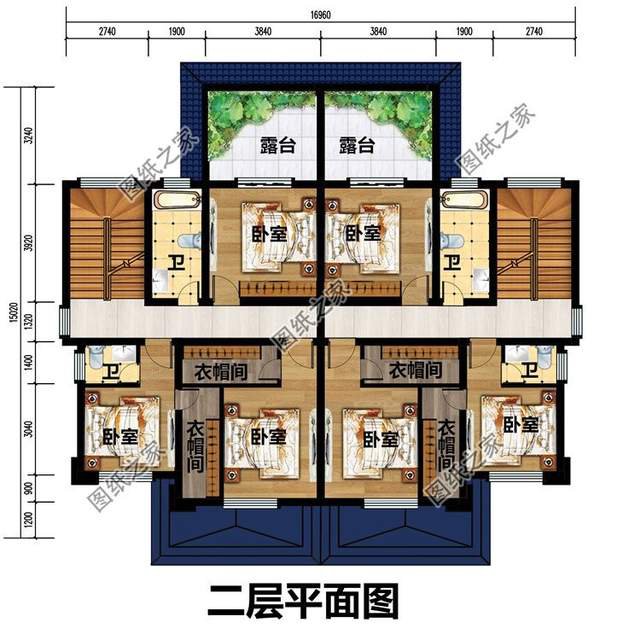 二層雙拼自建房設(shè)計(jì)圖紙，溫馨家園，靜謐舒適