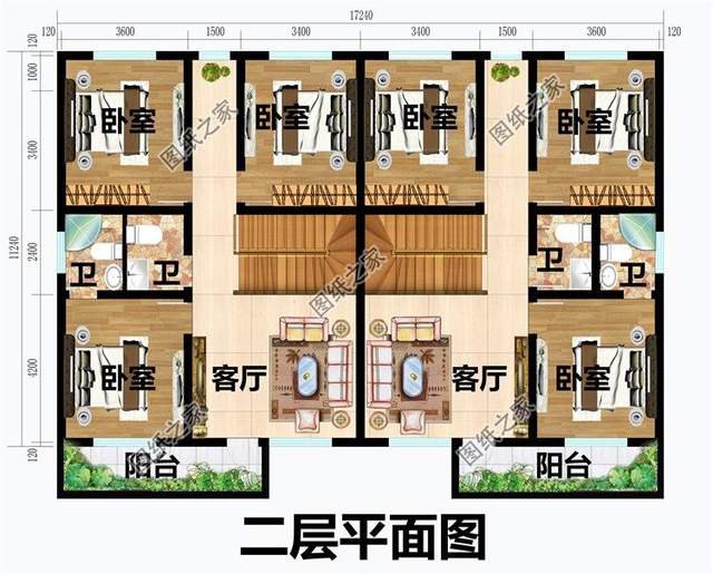 二層雙拼自建房設(shè)計(jì)圖紙，溫馨家園，靜謐舒適