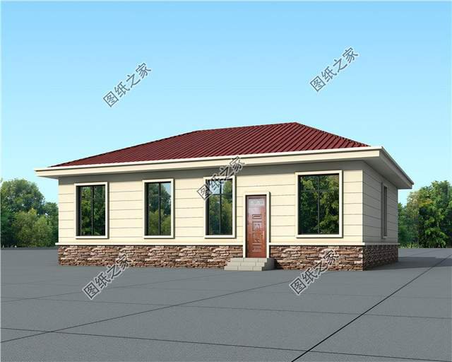 鄉(xiāng)村一層別墅設(shè)計(jì)圖，樸實(shí)的設(shè)計(jì)，居住舒適