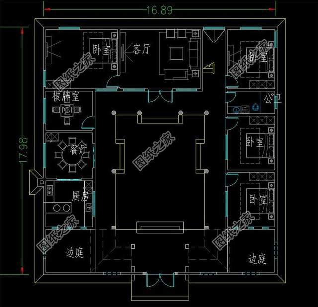 一層合院設(shè)計(jì)圖，充滿中式氣息，穿越千年的設(shè)計(jì)理念