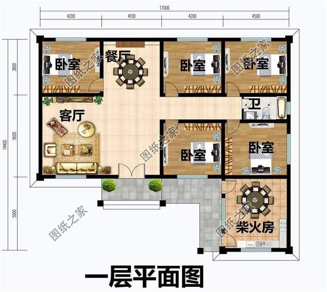 鄉(xiāng)村別墅一層設(shè)計(jì)圖紙，回老家蓋如此舒適比高層更實(shí)用