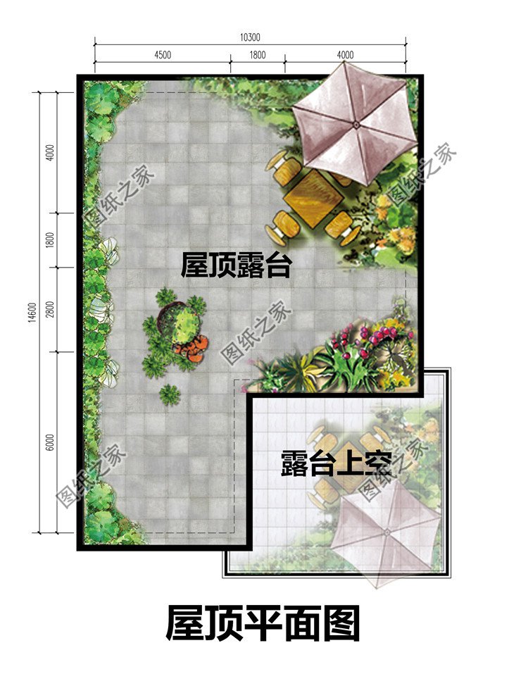 鄉(xiāng)村現(xiàn)代風(fēng)四層別墅設(shè)計圖屋頂平面圖