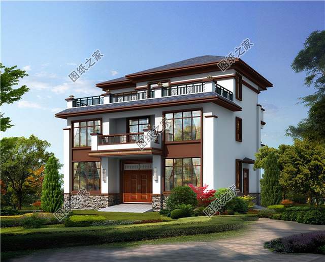 新中式三層自建房圖紙，不過時的設計，在老家建一棟揚名百年