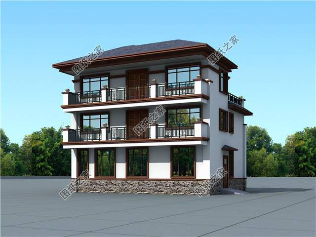 新中式三層自建房圖紙，不過時的設計，在老家建一棟揚名百年