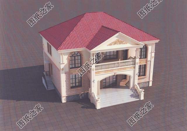 二層大面寬別墅圖紙，外觀氣勢(shì)有力，內(nèi)部布置實(shí)用