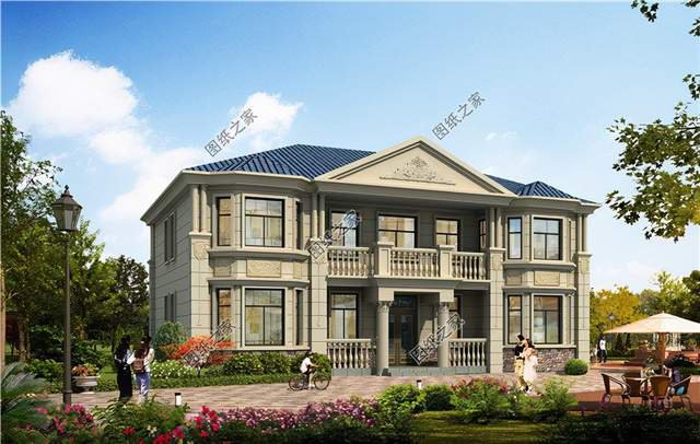 對稱性歐式二層別墅，這房子可真有氣勢，簡直是個小宮殿