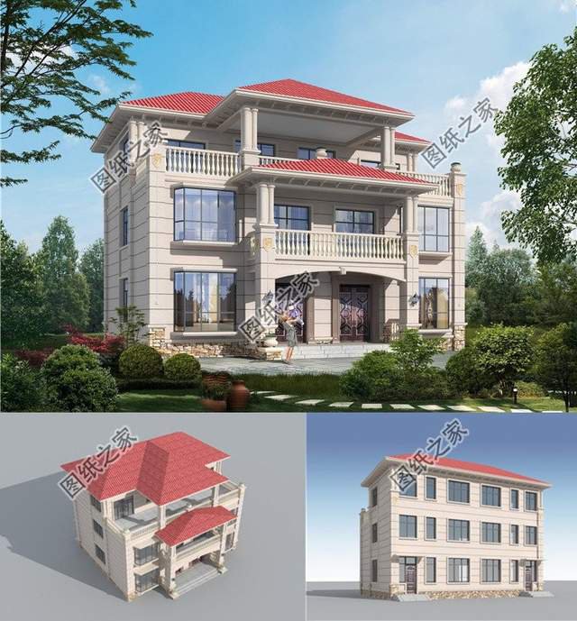 兄弟三層雙拼房設(shè)計(jì)圖，鄉(xiāng)村別墅還可以這建看到效果圖就愛了