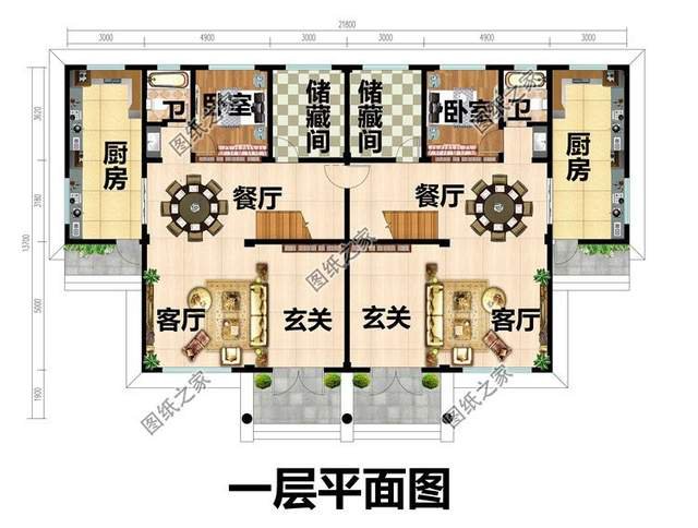兄弟三層雙拼房設(shè)計(jì)圖，鄉(xiāng)村別墅還可以這建看到效果圖就愛了