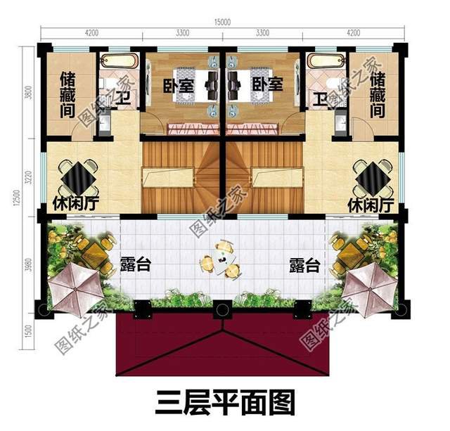 兄弟三層雙拼房設(shè)計(jì)圖，鄉(xiāng)村別墅還可以這建看到效果圖就愛了