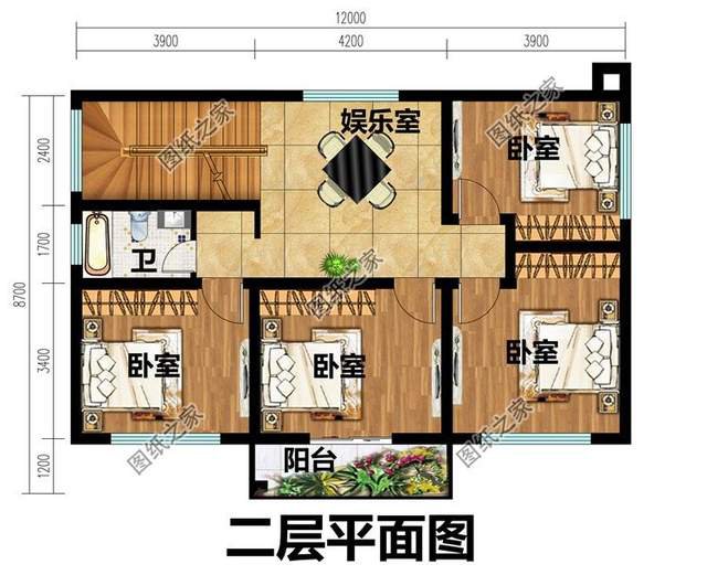 鄉(xiāng)村二層小洋樓設(shè)計(jì)，造型方正，層次多變，外觀豪華大氣