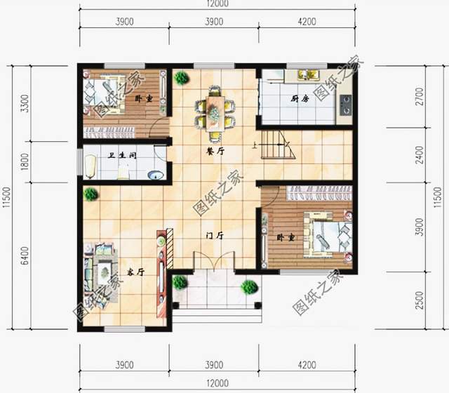 鄉(xiāng)村二層小洋樓設(shè)計(jì)，造型方正，層次多變，外觀豪華大氣