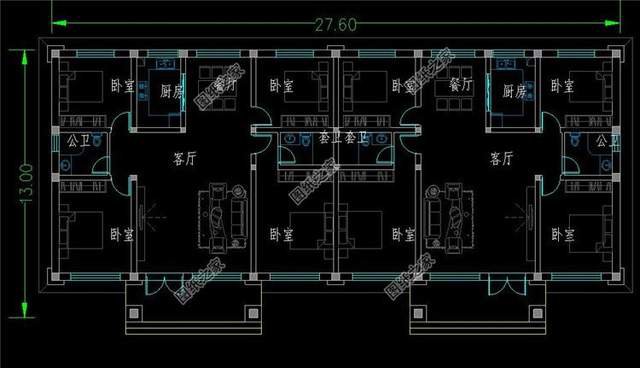 便宜雙拼別墅設(shè)計，造價實(shí)惠，起居互不打擾