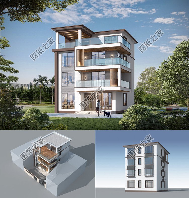 迷你四層別墅設計，平屋頂設計造價低，每一層功能齊全