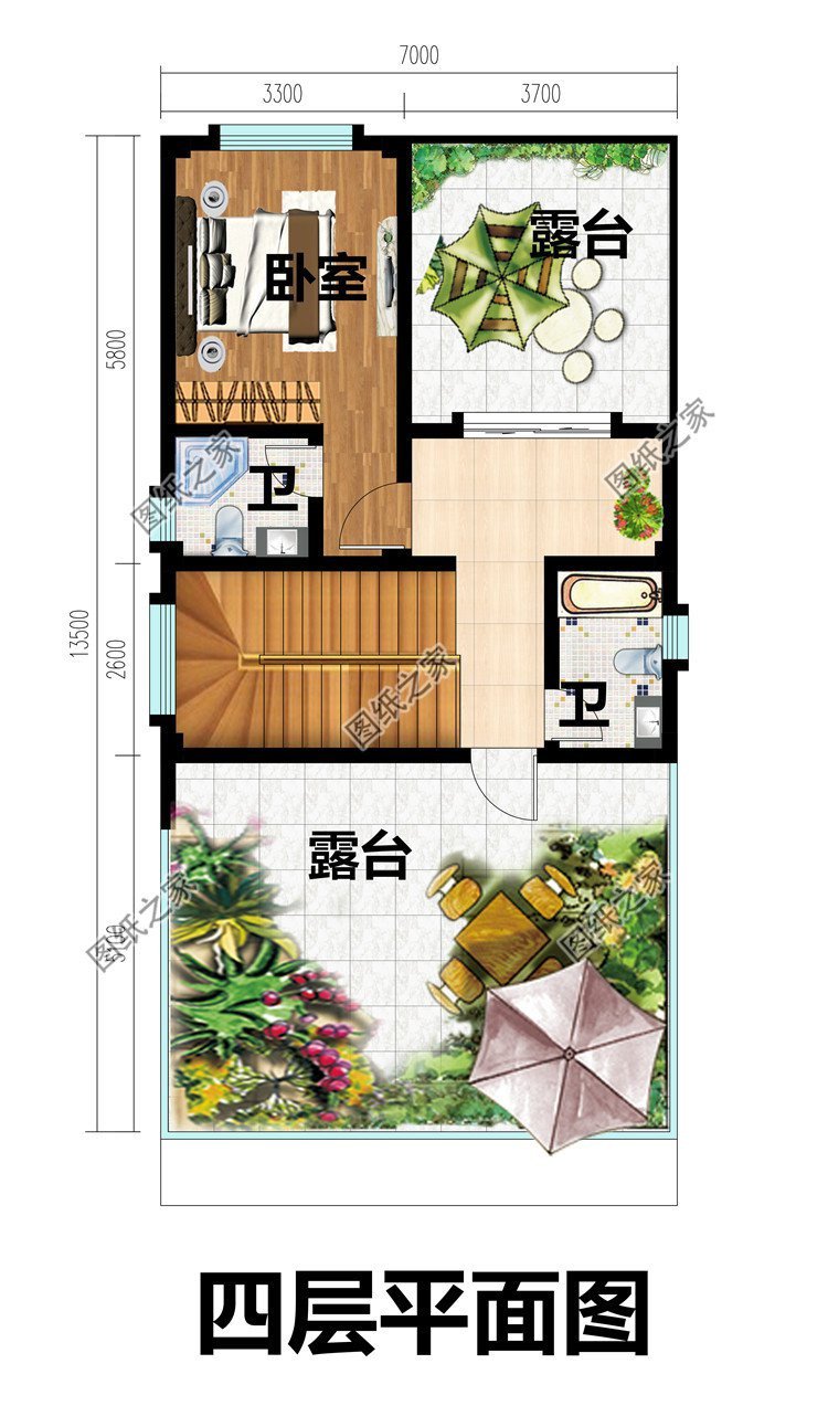 迷你四層別墅設計，平屋頂設計造價低，每一層功能齊全