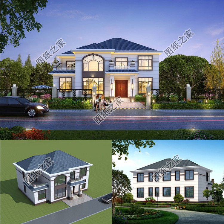 四開間兩層別墅設計圖效果圖