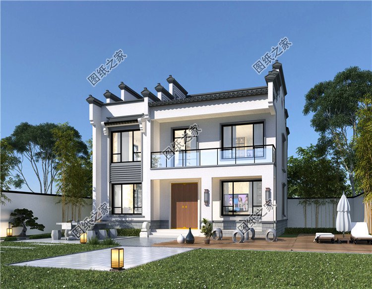 11×11.5米徽派二層農(nóng)村別墅設(shè)計(jì)圖外觀