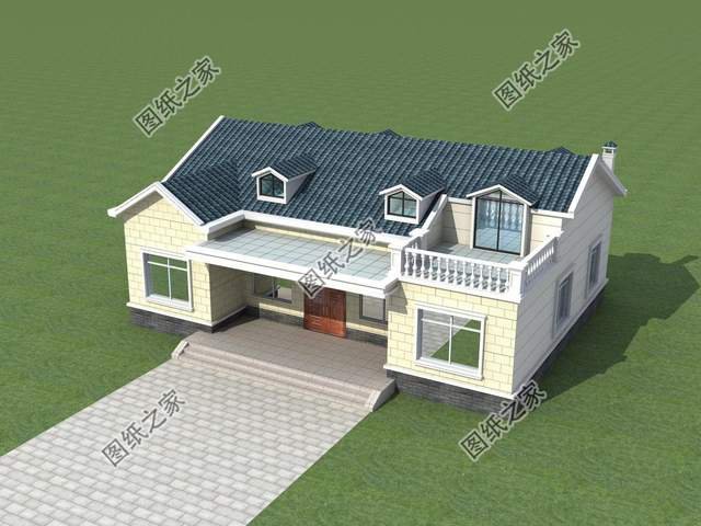 一層半農(nóng)村別墅帶閣樓，給人簡單高級的感受，整棟房子明亮干凈