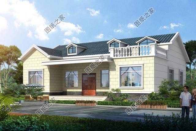 一層半農(nóng)村別墅帶閣樓，給人簡單高級的感受，整棟房子明亮干凈