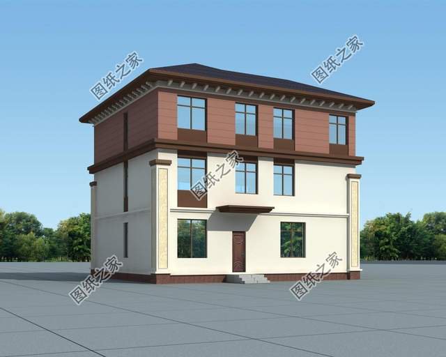 農(nóng)村簡約三層房子設(shè)計圖，室內(nèi)挑空設(shè)計盡顯奢華，空間感超強