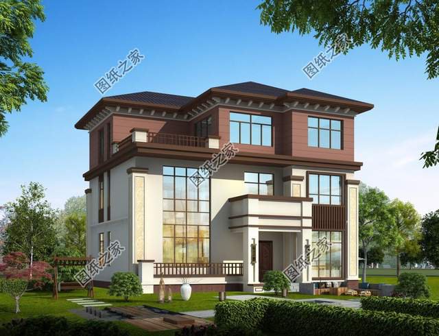 農(nóng)村簡約三層房子設(shè)計圖，室內(nèi)挑空設(shè)計盡顯奢華，空間感超強