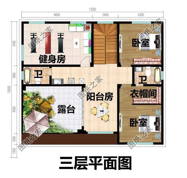 農(nóng)村簡約三層房子設(shè)計圖，室內(nèi)挑空設(shè)計盡顯奢華，空間感超強