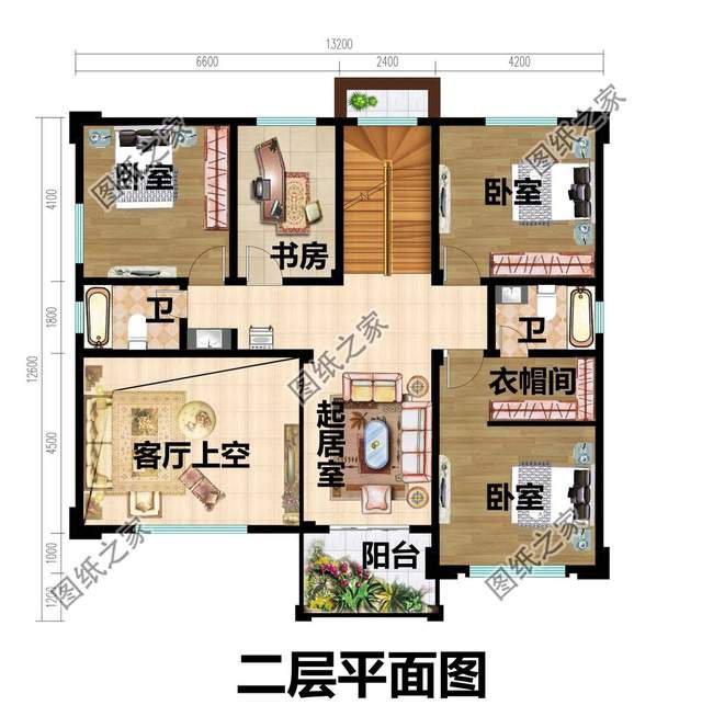 農(nóng)村簡約三層房子設(shè)計圖，室內(nèi)挑空設(shè)計盡顯奢華，空間感超強