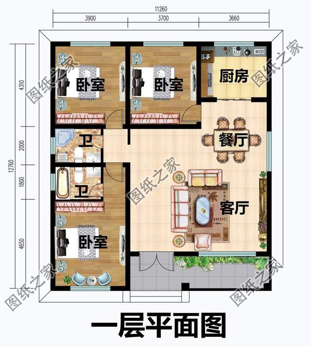 農(nóng)村一層小別墅設(shè)計(jì)，東方紅配色，滿滿的愛(ài)國(guó)情懷