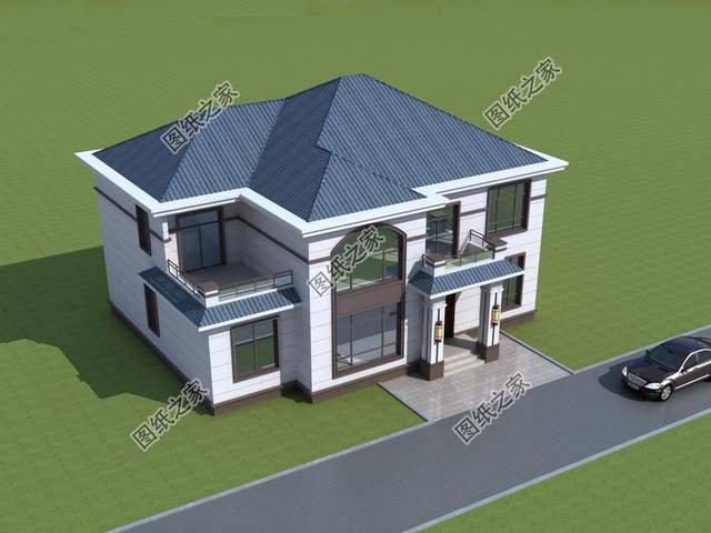 二層歐式農(nóng)村自建房設(shè)計，外觀造型唯美浪漫，白墻磚增添溫馨感